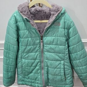 The North Face Kids Teal Puffer with Gray Lining